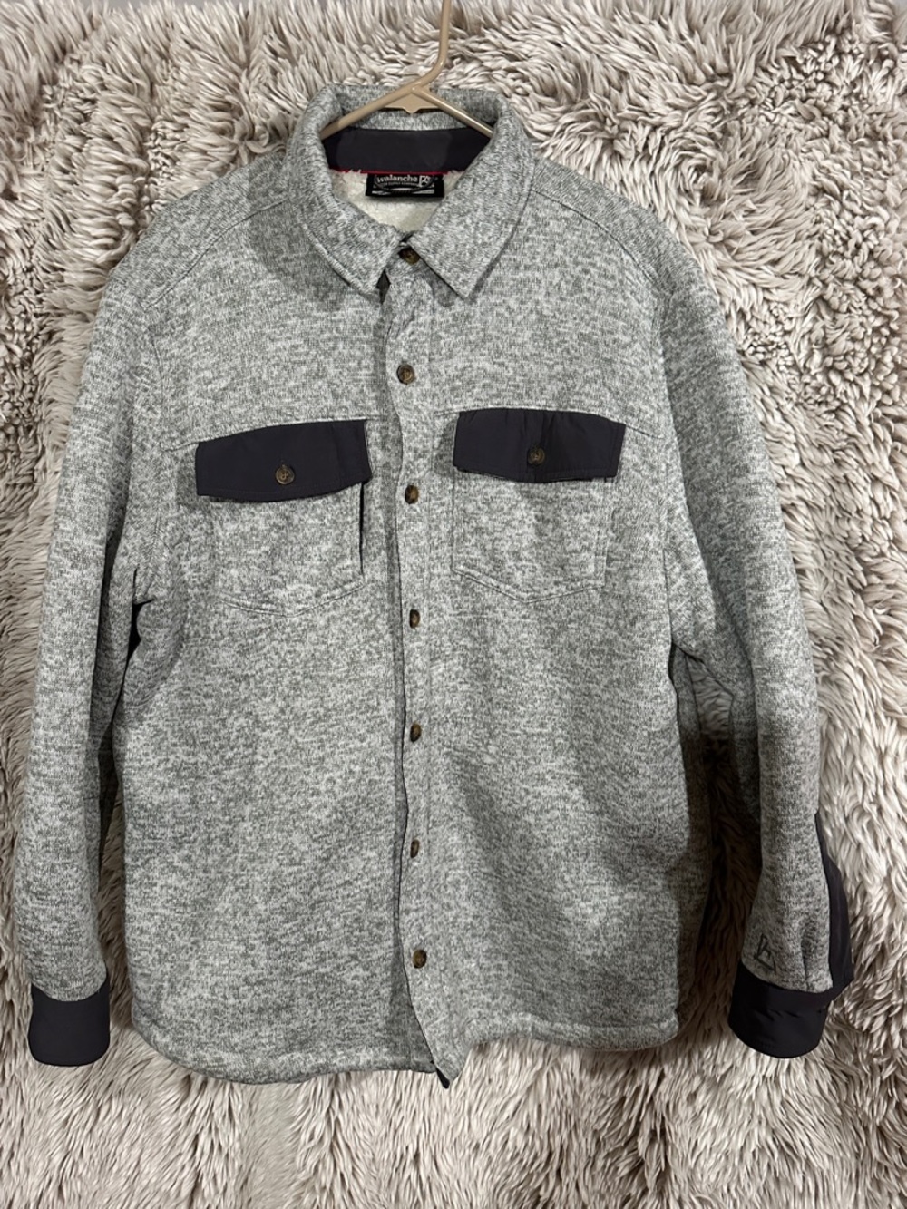 Avalanche Gray Button-Front Lightweight Shacket with Dark Pocket Accents